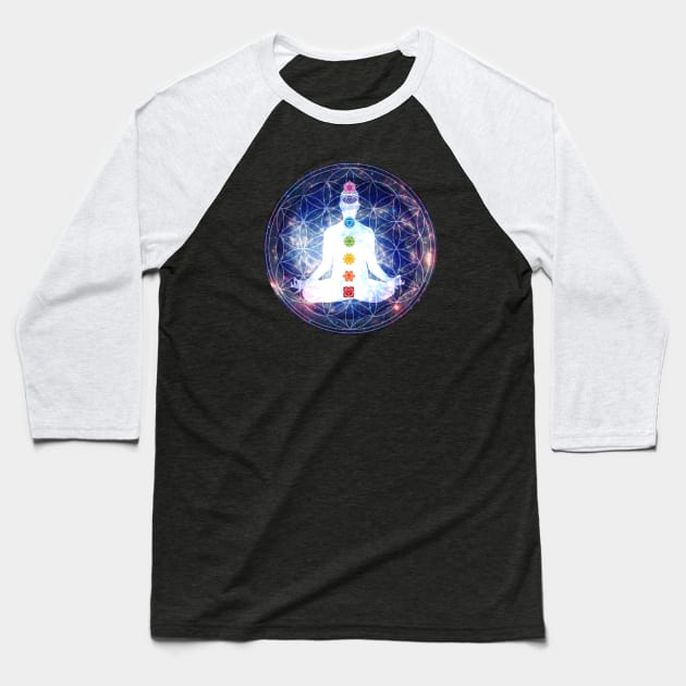 Flower of Life Lightbody Chakra Meditation Baseball T-Shirt by Bluepress